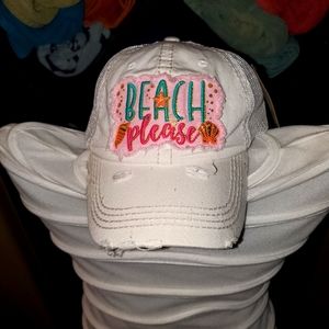 K Bethos vintage distressed stylish cap " Beach please".